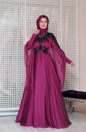 Sequined Evening Dress 0124-02 Fuchsia 0124-02