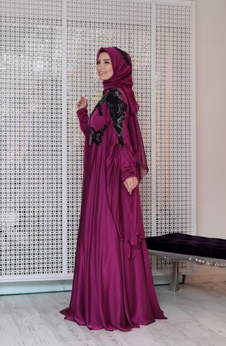 Sequined Evening Dress 0124-02 Fuchsia 0124-02