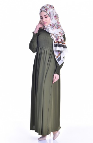 Khaki Hijab Dress 3677-07