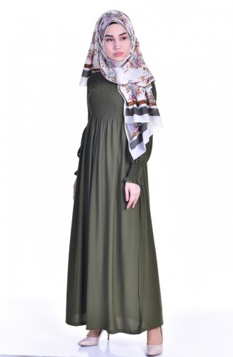 Khaki Hijab Dress 3677-07