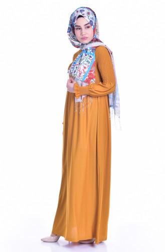 Mustard Hijab Dress 3677-06