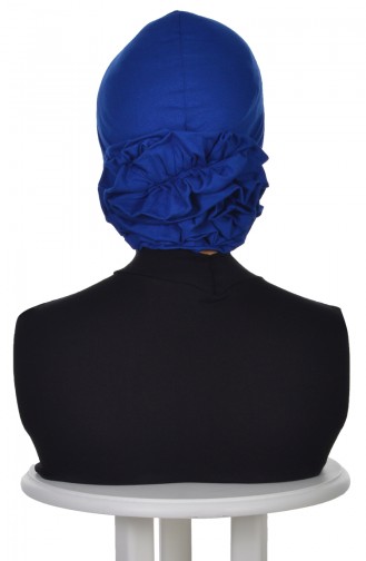 Bonnet Avec Rose -Bleu Roi B0021-4 0021-4