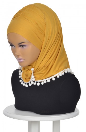 Châle Bonnet Peigné Accessoire Pompom Moutarde BT0002-11 0002-11