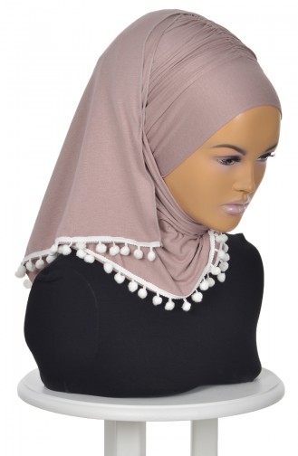 Châle Bonnet Peigné Accessoire Pompom Vison BT0002-2 0002-2