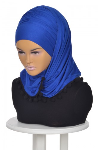 Châle Bonnet Accessoire Pompom Bleu Roi BT0002-4 0002-4