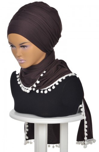 Châle Bonnet Accessoire Pompon Brun BT0002-5 0002-5