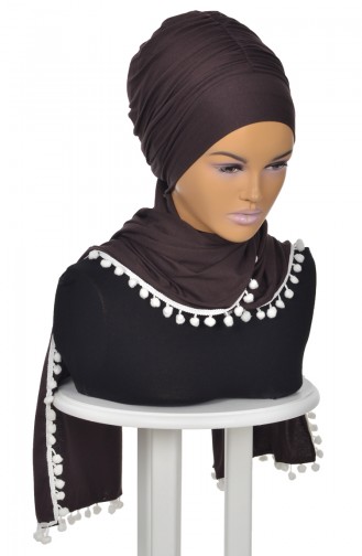 Châle Bonnet Accessoire Pompom Brun BT0002-5 0002-5