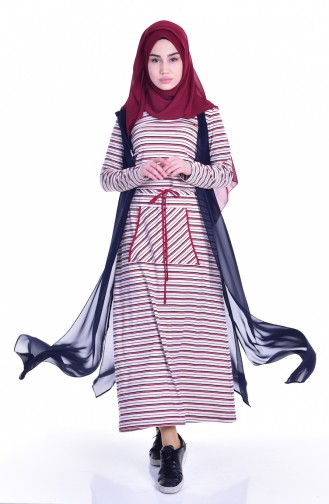 Kleid mit Weste 2er Set 1613120-01 Dunkelblau Rot 1613120-01