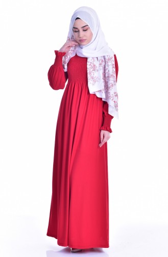 Red Hijab Dress 3677-05