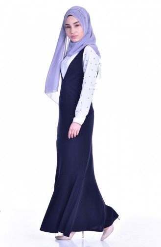 Navy Blue Hijab Dress 5091-08