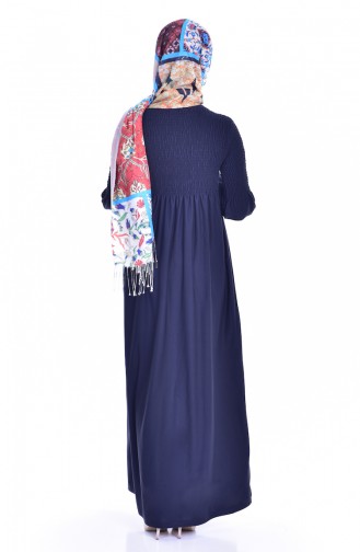Navy Blue Hijab Dress 3677-02