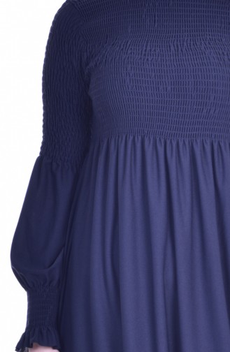Navy Blue Hijab Dress 3677-02