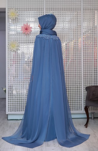 Blue Hijab Evening Dress 0123-01
