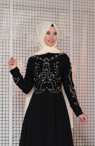 Black Hijab Evening Dress 0121-02