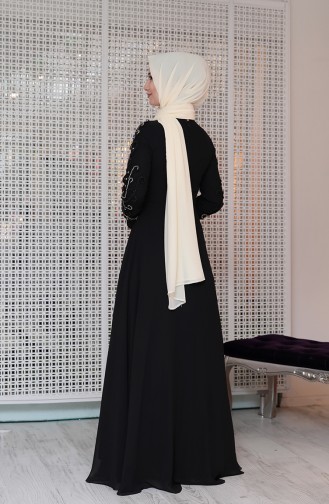 Black Hijab Evening Dress 0121-02