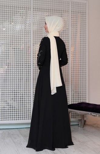 Abendkleid  mit Perlen 0121-02 Schwarz 0121-02