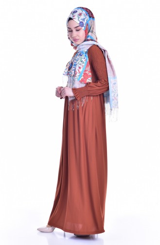 Tan Hijab Dress 3677-09