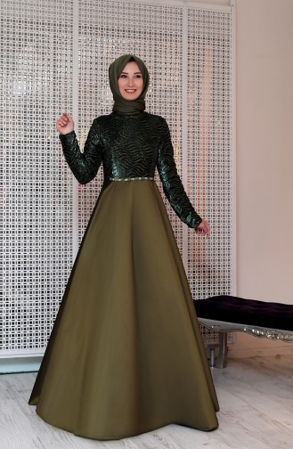 Green Hijab Evening Dress 0125-02