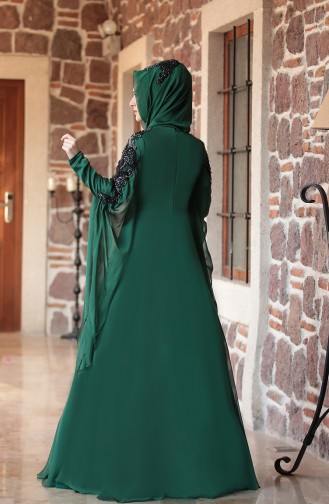 Emerald Green Hijab Evening Dress 0124-01
