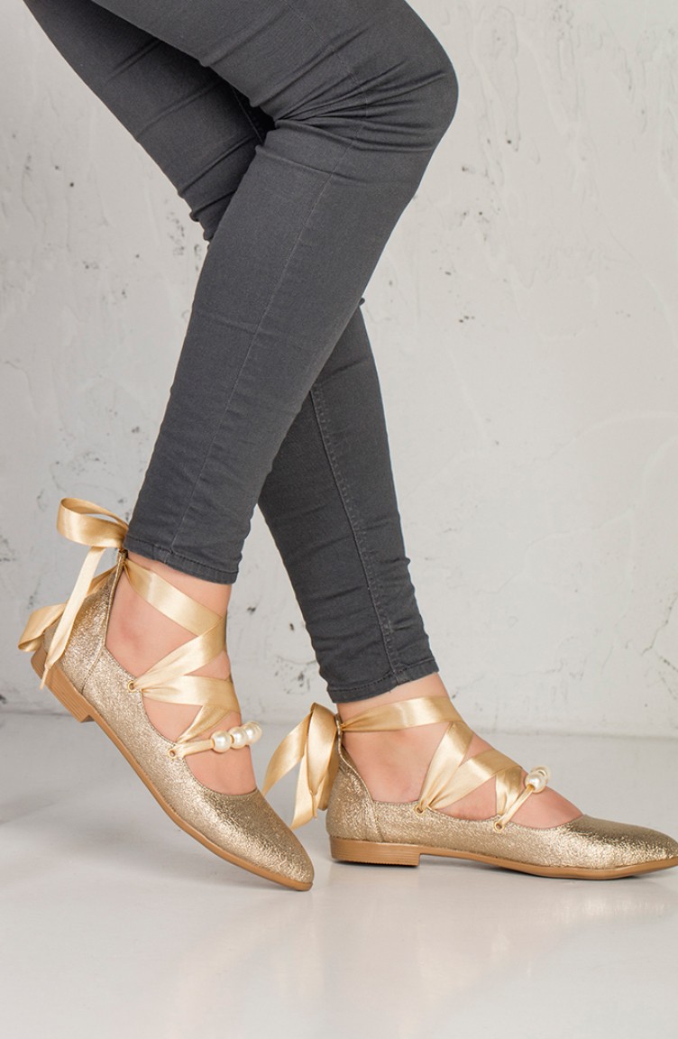 gold flat shoes wide fit