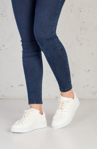 Sneaker mit Perlen 5023-01 Weiß 5023-01