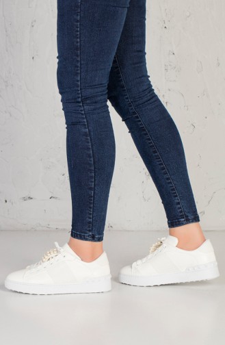 Sneaker mit Perlen 5023-01 Weiß 5023-01