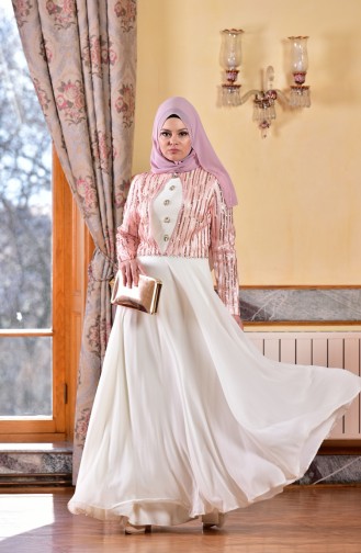 White Hijab Evening Dress 1713173-04