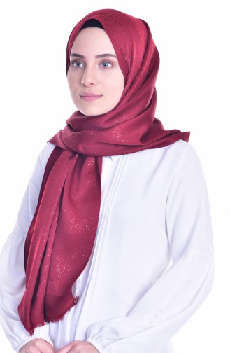 Simli İpekli Şal 1173-05 Bordo