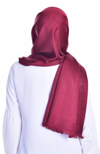 Simli İpekli Şal 1173-05 Bordo