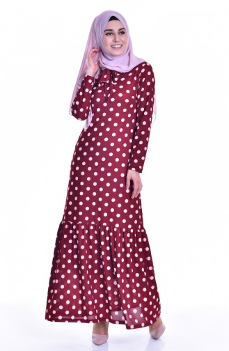 Claret Red Hijab Dress 5187-02