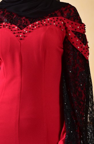 Red Hijab Evening Dress 1713197-05