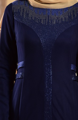 Navy Blue Hijab Evening Dress 1613953-04