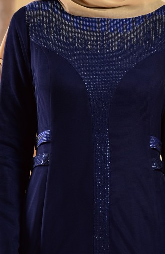 Robe de Soirée İmprimé de Pierre 1613953-04 Bleu Marine 1613953-04