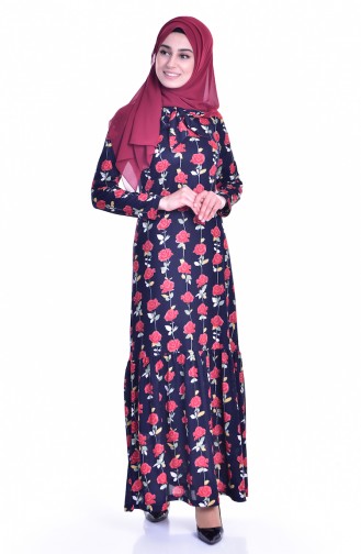 Navy Blue Hijab Dress 5186-05