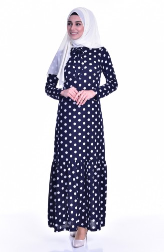 Navy Blue Hijab Dress 5187-04