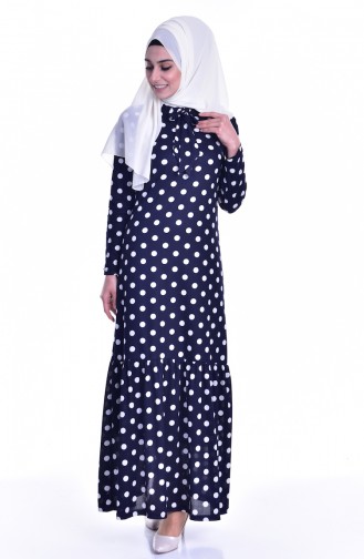 Navy Blue Hijab Dress 5187-04