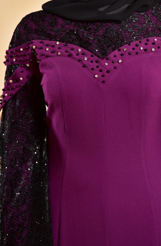 Purple Hijab Evening Dress 1713197-03