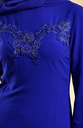 Robe de Soirée à Dentelle 1713182-02 Bleu Roi 1713182-02