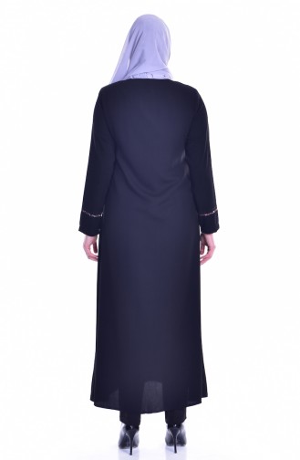 Abaya mit Reißverschluss aus Strassstein 0182-01 Schwarz 0182-01