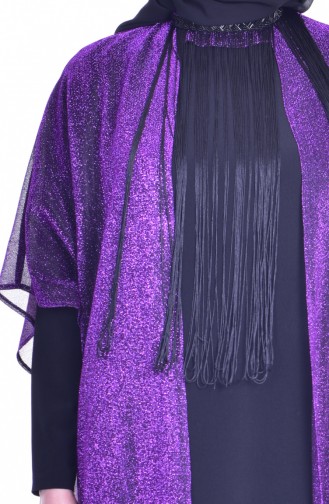 Tasseled Silvery Evening Dress 1713317-01 Purple Black 1713317-01
