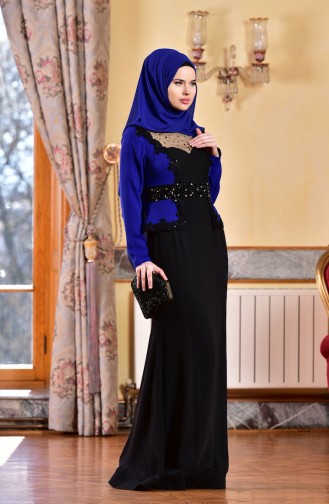 Black Hijab Evening Dress 1713223-01