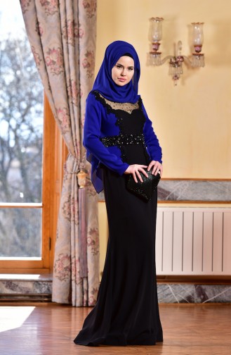 Perlenabendkleid mit Spitzen 1713223-01 Saks Schwarz 1713223-01