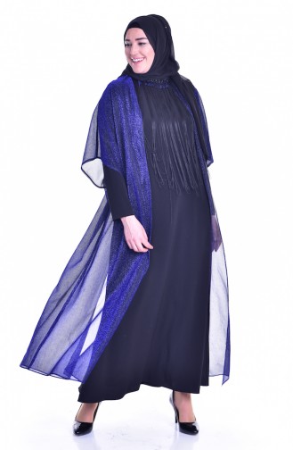 Robe de Soirée a Paillette et Franges 1713317-03 Bleu Roi Noir 1713317-03