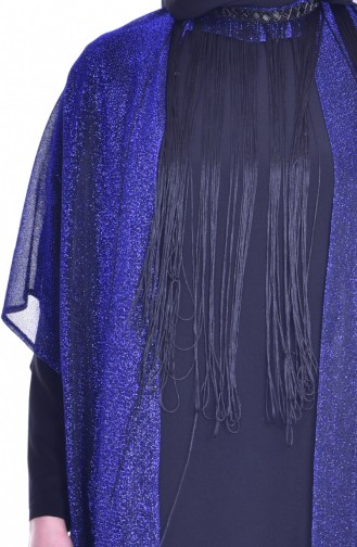 Robe de Soirée a Paillette et Franges 1713317-03 Bleu Roi Noir 1713317-03