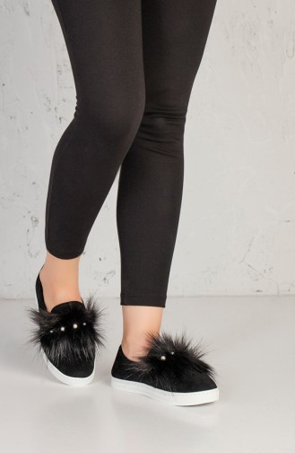 Chaussures Perlées a Fourrure 4050-01 Noir 4050-01