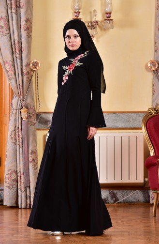 Black Hijab Evening Dress 1713328-01