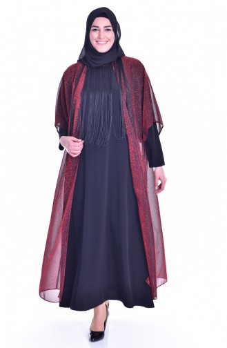 Robe de Soirée a Paillette et Franges 1713317-02 Orange Noir 1713317-02