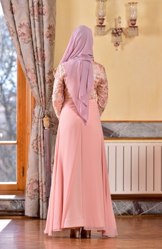 Salmon Hijab Evening Dress 1713200-03