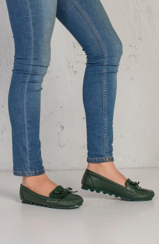 Green Woman Flat Shoe 4094-01