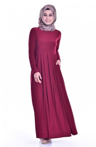 Claret Red Hijab Dress 18131-06